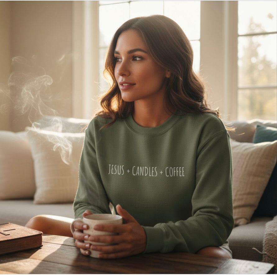Jesus + Candles + Coffee Sweatshirt