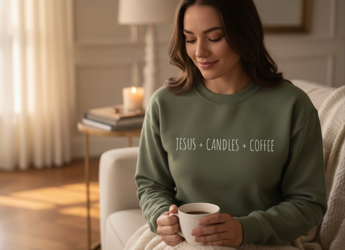 Jesus + Candles + Coffee Sweatshirt