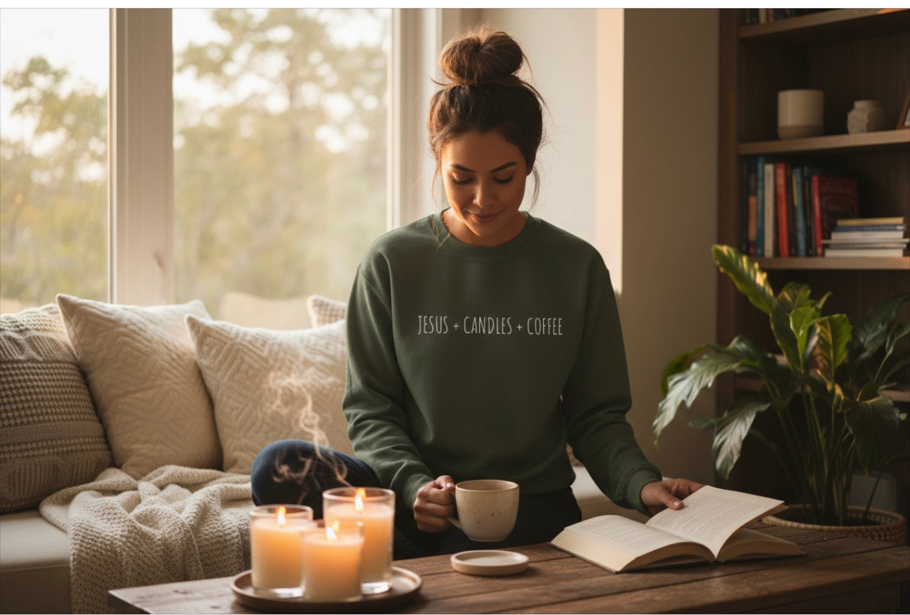 Jesus + Candles + Coffee Sweatshirt