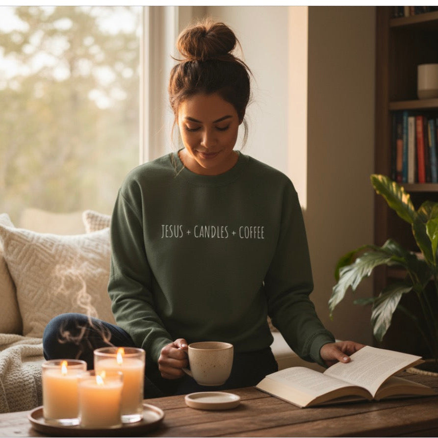 Jesus + Candles + Coffee Sweatshirt