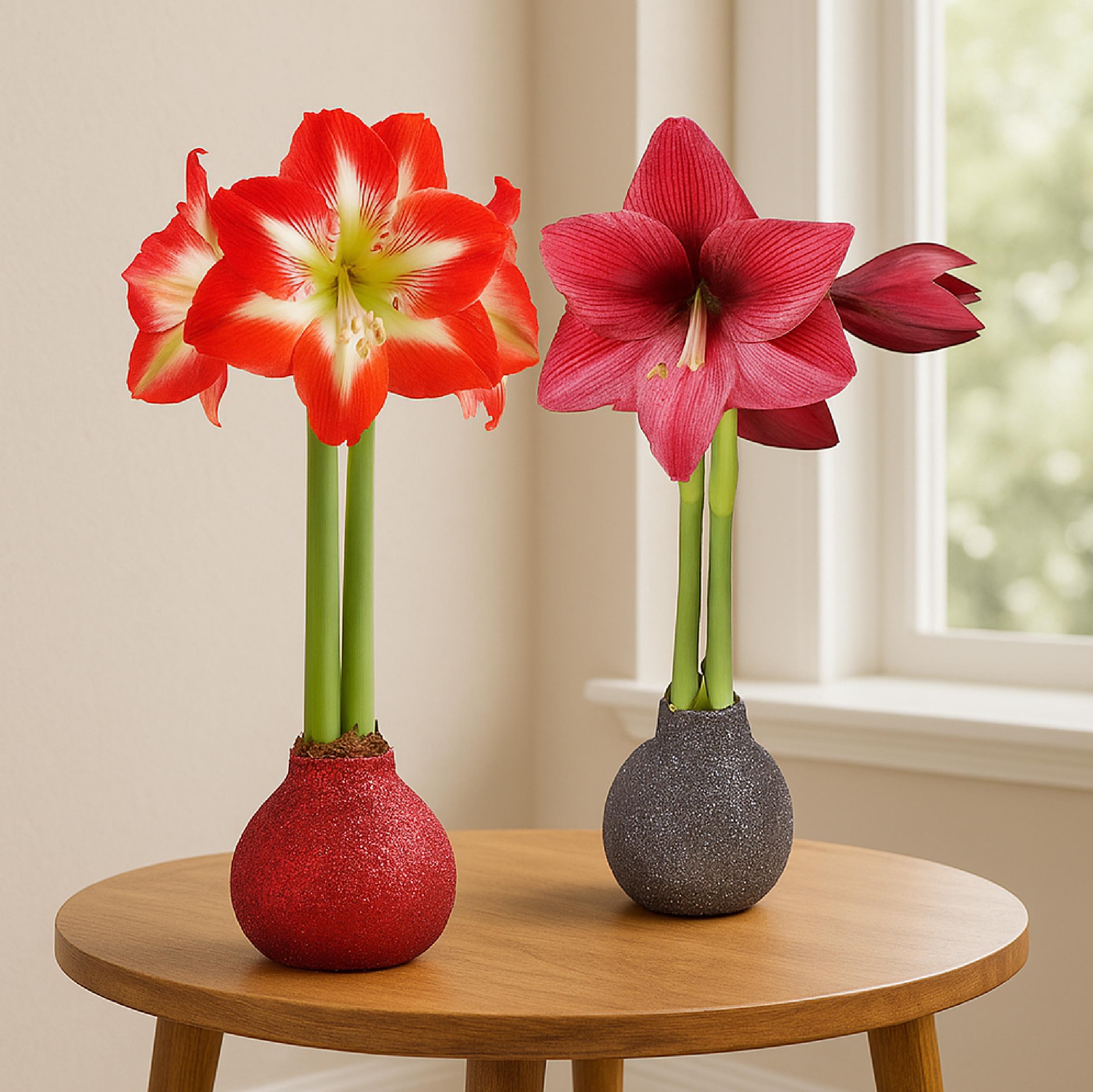 Minerva Waxed Amaryllis Bulb – Red Glitter