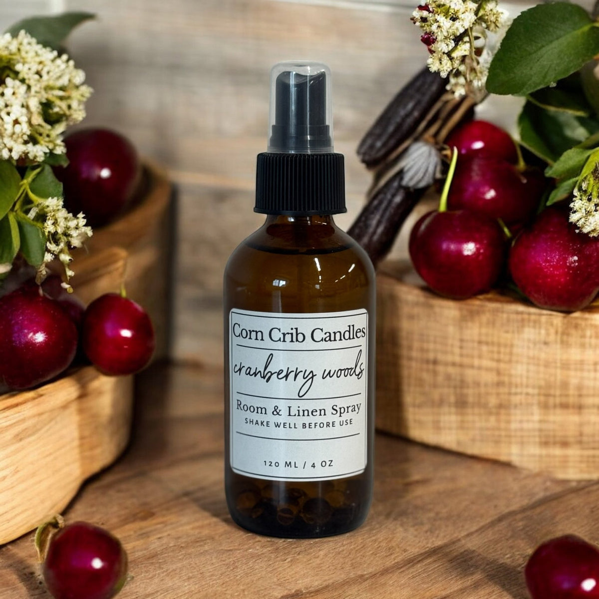 Cranberry Woods- Room + Linen Spray - Corn Crib Candles