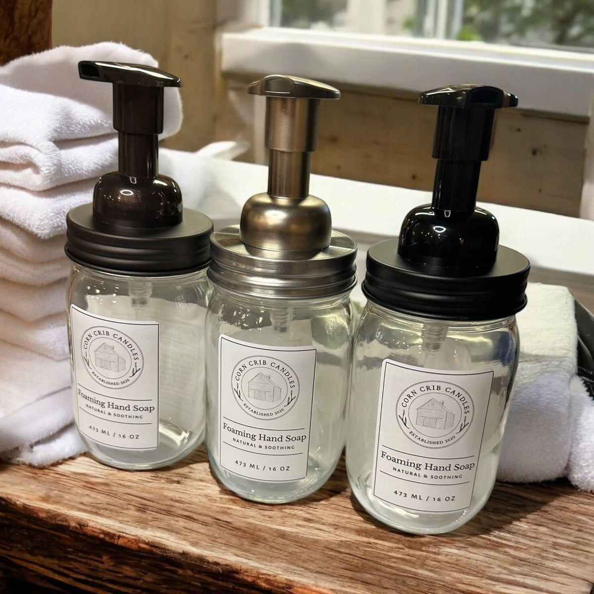 Mason Jar Foaming Soap Dispenser - Corn Crib Candles