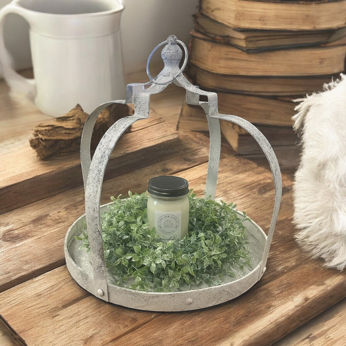 Metal Lantern - White - Corn Crib Candles