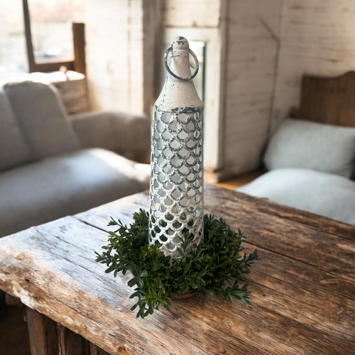 White Metal Light - Corn Crib Candles